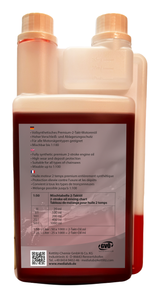 KETTLITZ-MX Hightech 2 Takt Öl - 1 Liter Gebinde - Dosierflasche